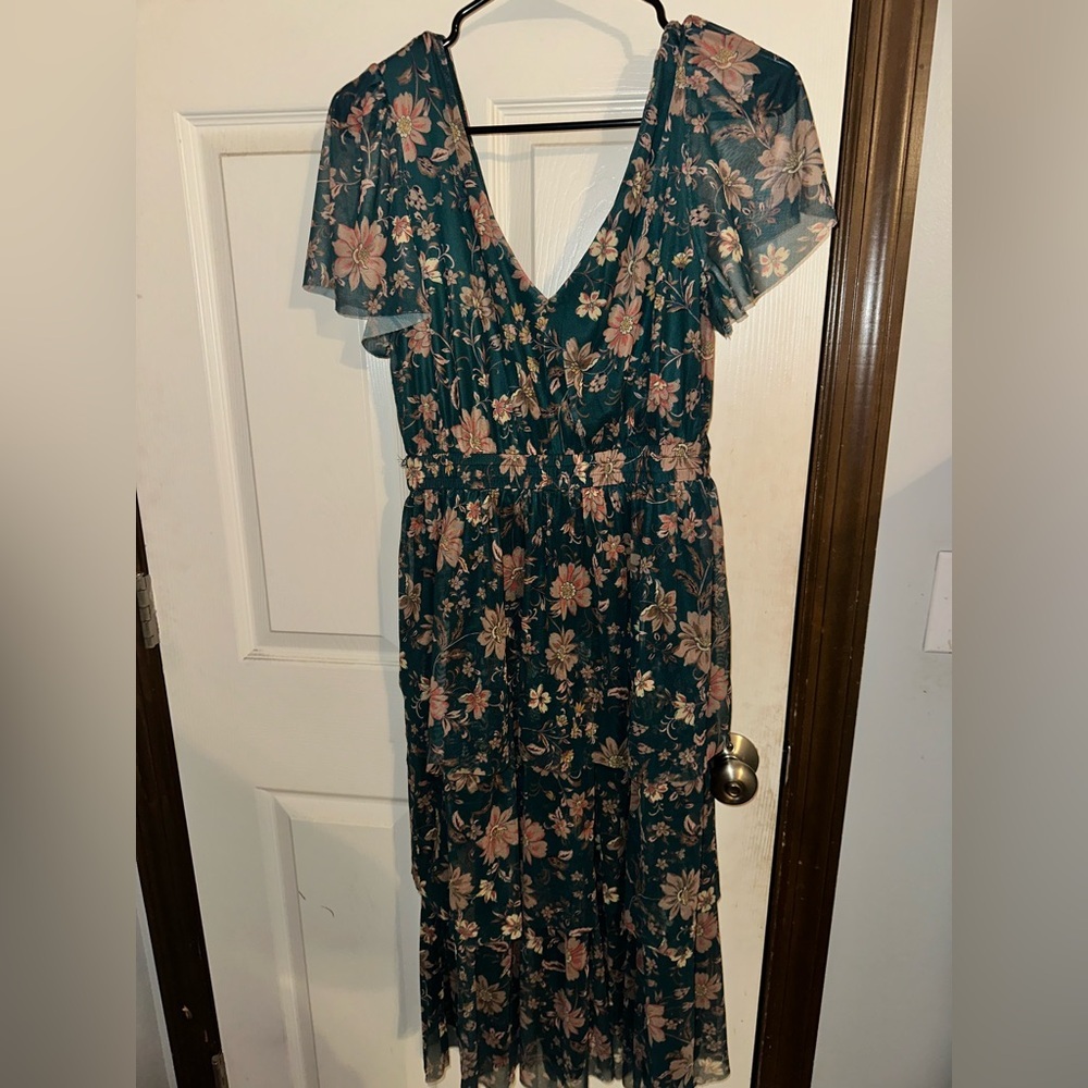 Maurices Teal Floral Midi Dress